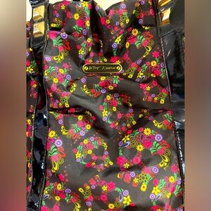 RARE HTF BETSEY JOHNSON HUGE COLORFUL ditsy paisley floral skull studded duffle